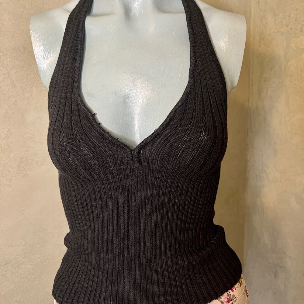 GUESS, Black Knit Halter Crop Top, Size XS, Like New